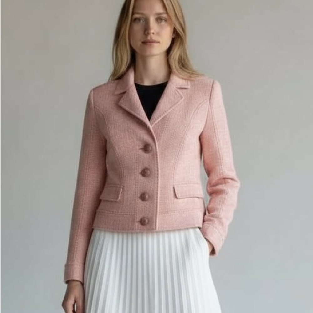 Cabi Amelia Knit Blazer In Red & White Long Sleeve Size M